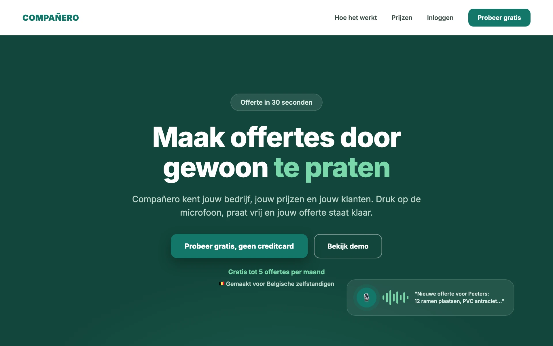 SaaS-tool — Compañero Offertes